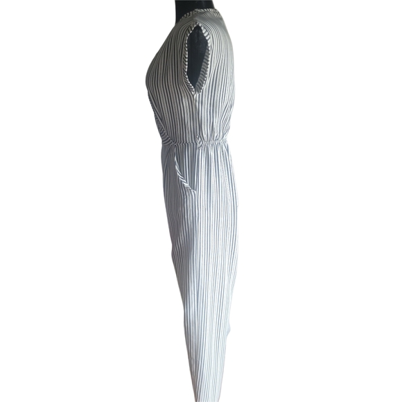 Monteau Striped Blue and White Short Sleeve Jumpsuit S - Picture 5 of 8